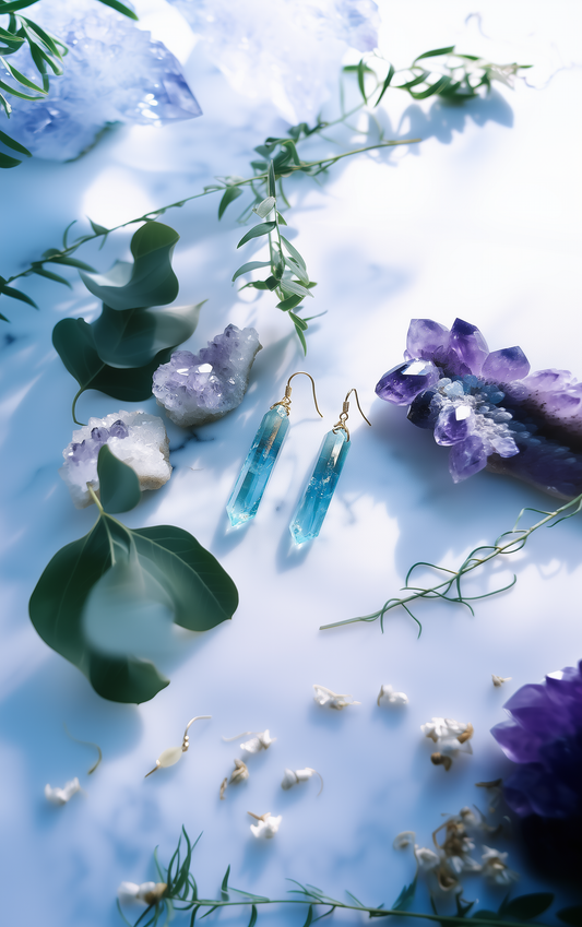 Earrings - Aqua Aura Quartz